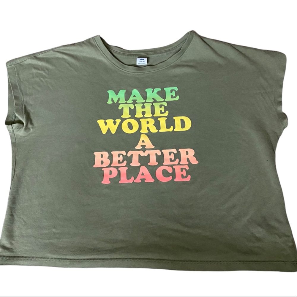 PS x ON Graphic Dolman-Sleeve Cropped Tee For Girls